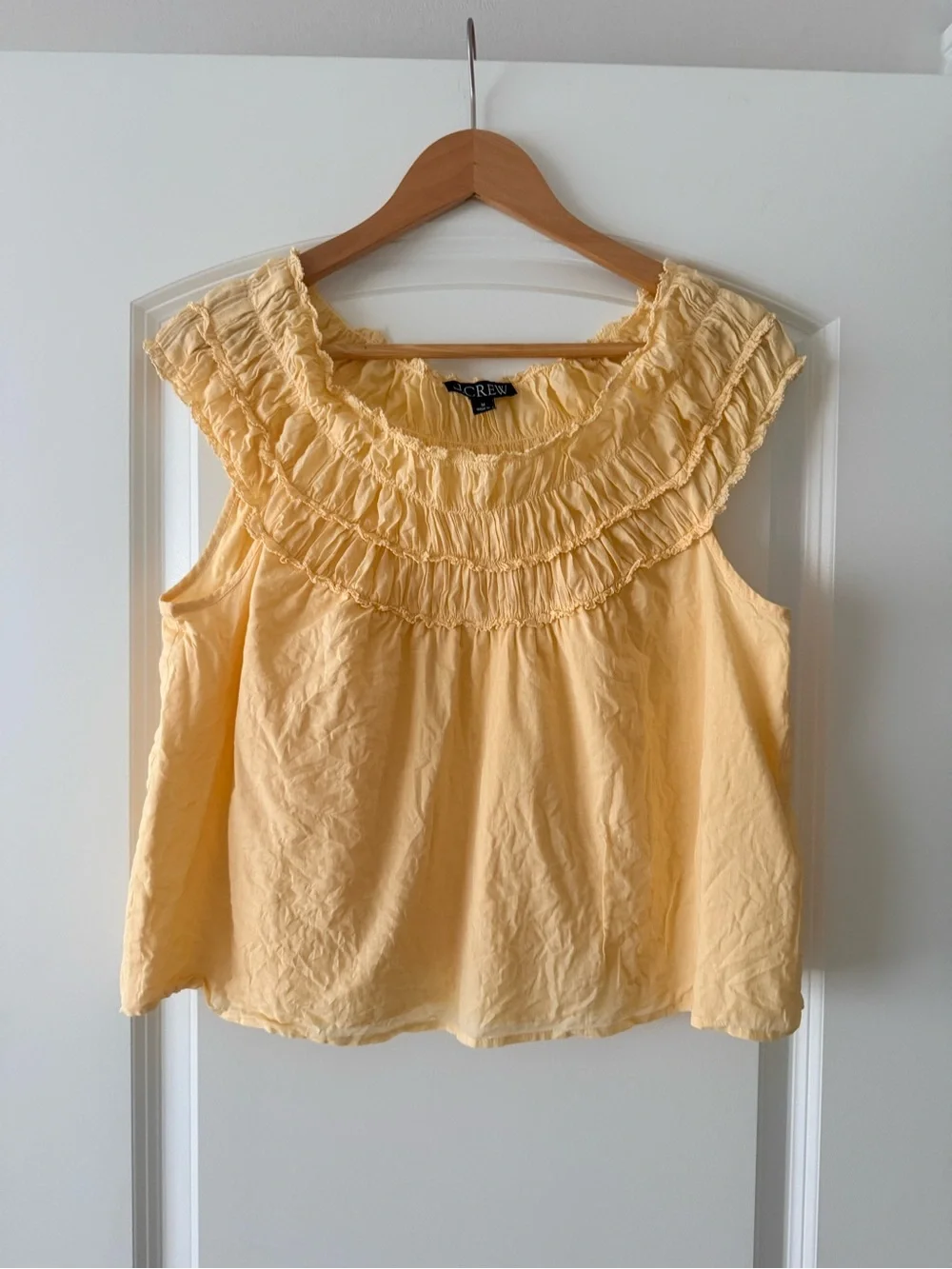 J. Crew Pale Yellow Ruffled Sleeveless Camisole